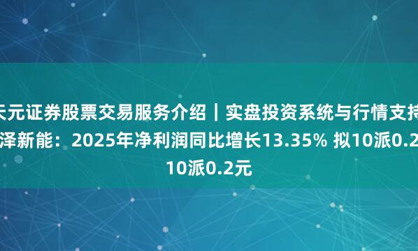 天元证券股票交易服务介绍｜实盘投资系统与行情支持 嘉泽新能：2025年净利润同比增长13.35% 拟10派0.2元