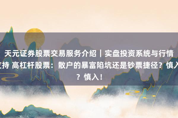 天元证券股票交易服务介绍｜实盘投资系统与行情支持 高杠杆股票：散户的暴富陷坑还是钞票捷径？慎入！